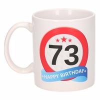 Shoppartners Verjaardag 73 jaar verkeersbord mok / beker
