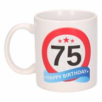 Shoppartners Verjaardag 75 jaar verkeersbord mok / beker