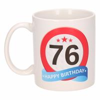 Shoppartners Verjaardag 76 jaar verkeersbord mok / beker