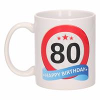 Shoppartners Verjaardag 80 jaar verkeersbord mok / beker