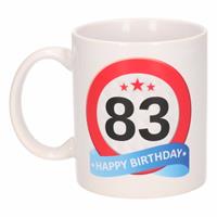 Shoppartners Verjaardag 83 jaar verkeersbord mok / beker