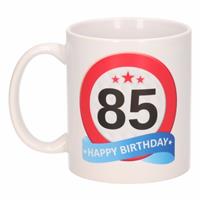 Shoppartners Verjaardag 85 jaar verkeersbord mok / beker