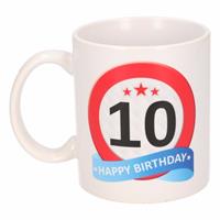 Shoppartners Verjaardag 10 jaar verkeersbord mok / beker