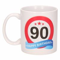 Shoppartners Verjaardag 90 jaar verkeersbord mok / beker