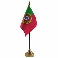 Bellatio Portugal tafelvlaggetje 10 x 15 cm met standaard
