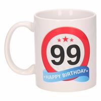 Shoppartners Verjaardag 99 jaar verkeersbord mok / beker
