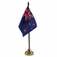 Bellatio Nieuw Zeeland tafelvlaggetje 10 x 15 cm met standaard
