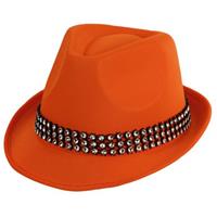 Bellatio Oranje hoed met zilveren steentjes