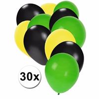 Fun & Feest party gadgets 30x Ballonnen in Jamaicaanse kleuren