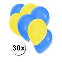 Fun & Feest party gadgets 30x ballonnen in Zweedse kleuren