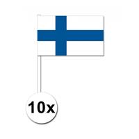 Bellatio 10 zwaaivlaggetjes Finland 12 x 24 cm