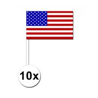 Bellatio 10 zwaaivlaggetjes Amerika 12 x 24 cm