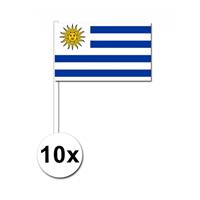 Bellatio 10 zwaaivlaggetjes Uruguay 12 x 24 cm