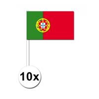 Bellatio 10 zwaaivlaggetjes Portugal 12 x 24 cm Multi