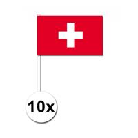 Bellatio 10 zwaaivlaggetjes Zwitserland 12 x 24 cm