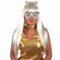 Bellatio Blonde Lady Gaga pruik met strik
