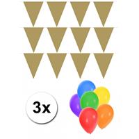 Bellatio Pakket 3x vlaggenlijn goud incl gratis ballonnen
