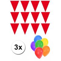 Bellatio Pakket 3x vlaggenlijn rood incl gratis ballonnen