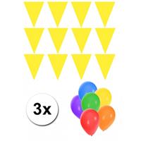 Bellatio Pakket 3x vlaggenlijn geel incl gratis ballonnen
