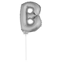 Bellatio Zilveren opblaas letter B op stokje cm