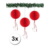 3 papieren Kerst decoratie ballen rood 30 cm