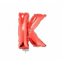 Rode opblaas letter K op stokje cm