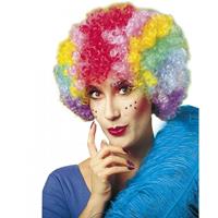 Bellatio Clownspruik multikleuren voor dames