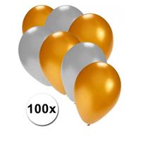 Bellatio Gouden en zilveren ballonnen 100 stuks
