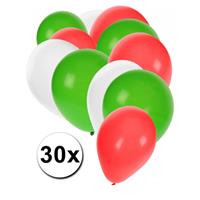 Fun & Feest party gadgets 30x ballonnen groen wit rood