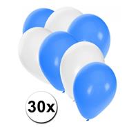 Fun & Feest party gadgets 30x Ballonnen blauw en wit