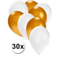 Fun & Feest party gadgets 30x ballonnen wit en goud