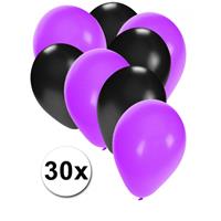 Fun & Feest party gadgets 30x ballonnen paars en zwart