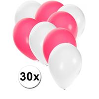 Fun & Feest party gadgets 30x ballonnen wit en roze