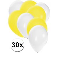 Fun & Feest party gadgets 30x ballonnen wit en geel