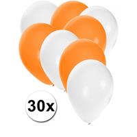 Fun & Feest party gadgets 30x ballonnen wit en oranje