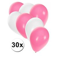 Fun & Feest party gadgets 30x ballonnen wit en lichtroze