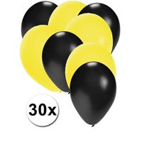 Fun & Feest party gadgets 30x ballonnen zwart en geel