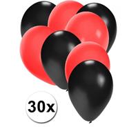 Fun & Feest party gadgets 30x ballonnen zwart en rood