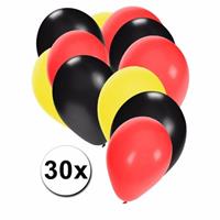 Fun & Feest party gadgets Ballonnen zwart/geel/rood 30 stuks