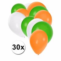 Fun & Feest party gadgets Ballonnen groen/wit/oranje 30 stuks