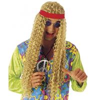 Bellatio Hippie pruik met hoofdband Blond