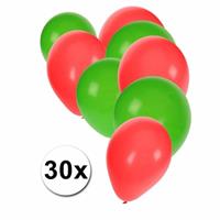 Fun & Feest party gadgets Ballonnen groen/rood 30 stuks