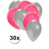 Fun & Feest party gadgets 30x ballonnen zilver en roze
