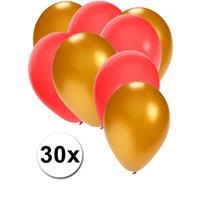 Fun & Feest party gadgets 30x ballonnen goud en rood
