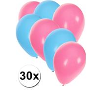 Fun & Feest party gadgets 30x ballonnen lichtblauw en lichtroze