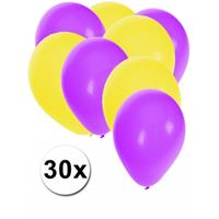 Fun & Feest party gadgets 30x ballonnen paars en geel