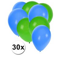 Fun & Feest party gadgets 30x ballonnen groen en blauw