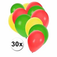 Fun & Feest party gadgets Ballonnen groen/geel/rood 30 stuks