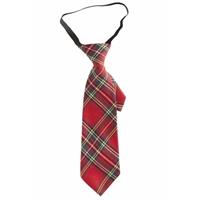 Bellatio Geruite stropdas rood 30 cm voor volwassenen