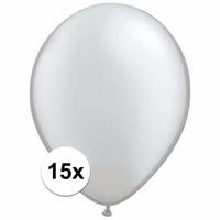 Shoppartners Metallic zilveren ballonnen 15 stuks